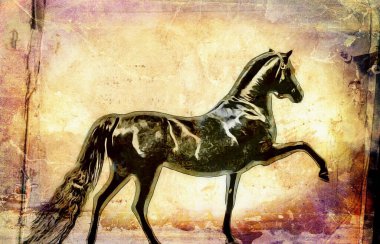 Renkli at sanatı çizimi grunge resmi