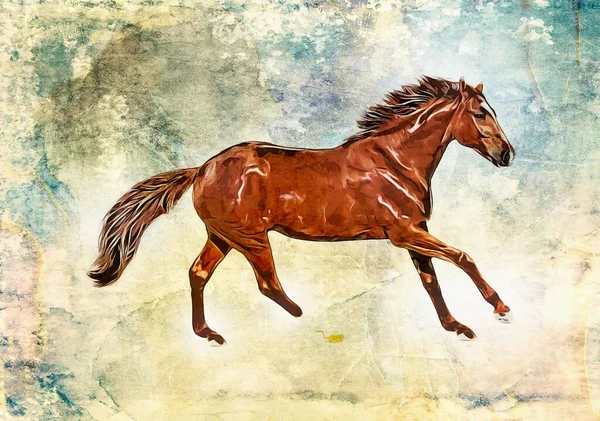 Colorful Horse Art Illustration Grunge Painting Drawing — Fotografia de Stock