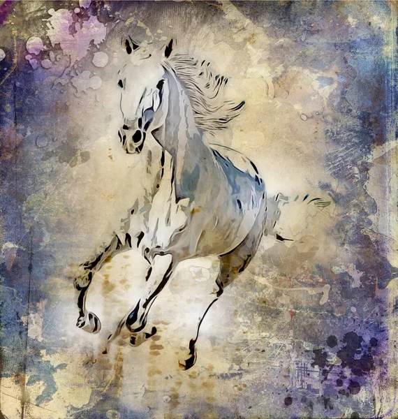 Colorido Caballo Arte Ilustración Grunge Pintura Dibujo —  Fotos de Stock