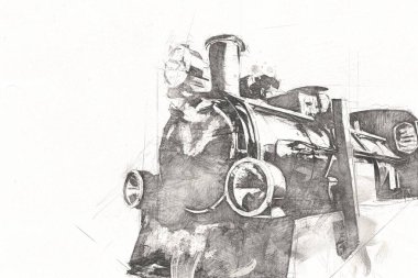 Eski buharlı lokomotif motoru antika