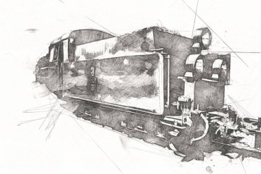 Eski buharlı lokomotif motoru antika