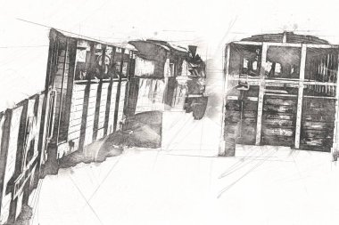 Eski buharlı lokomotif motoru antika