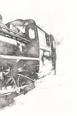 Eski buharlı lokomotif motoru antika