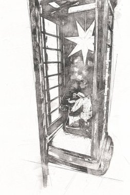 Londra 'da kırmızı telefon, klasik illüstrasyon