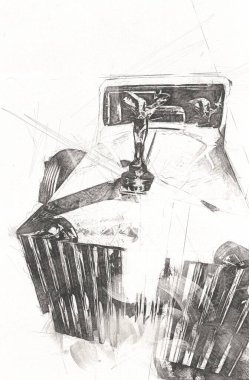 Klasik Retro Klasik Eski Araba Çizimi