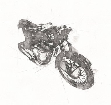 Motosiklet görüntüleme rengi izole edilmiş sanat antika retro