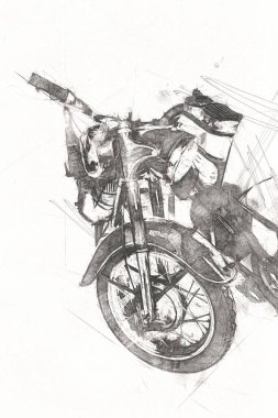 Motosiklet görüntüleme rengi izole edilmiş sanat antika retro