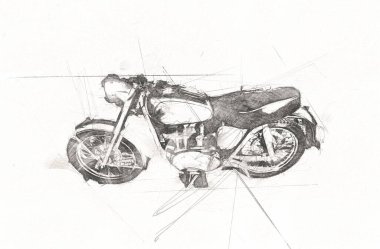 Motosiklet görüntüleme rengi izole edilmiş sanat antika retro