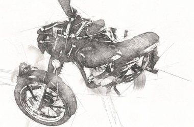 Motosiklet görüntüleme rengi izole edilmiş sanat antika retro