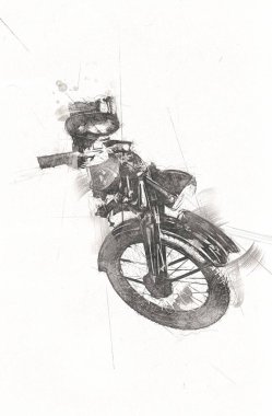 Motosiklet görüntüleme rengi izole edilmiş sanat antika retro