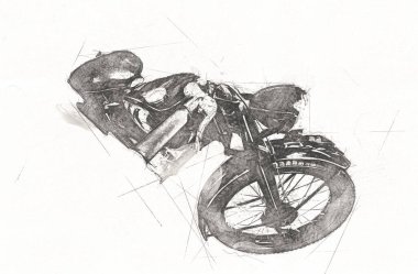 Motosiklet görüntüleme rengi izole edilmiş sanat antika retro
