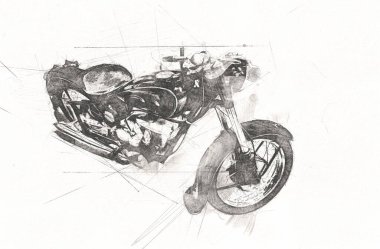 Motosiklet görüntüleme rengi izole edilmiş sanat antika retro