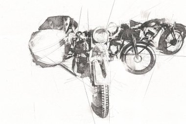 İkinci Dünya Savaşı 'ndan beri izole edilmiş beyaz bir geçmişi olan eski bir askeri motosiklet.