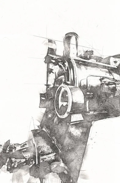 Viejo Motor Locomotora Vapor Retro Vintage — Foto de Stock