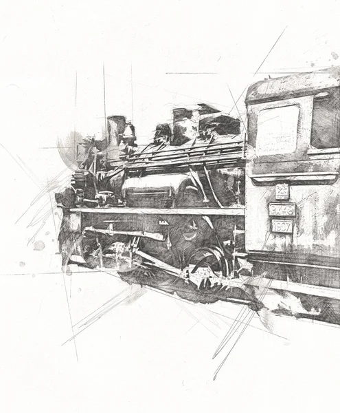 Viejo Motor Locomotora Vapor Retro Vintage —  Fotos de Stock
