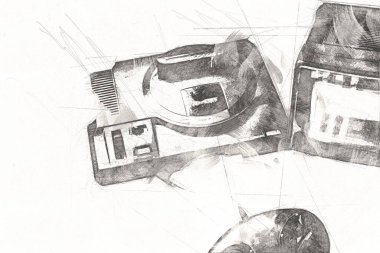 Parlak beyaz arkaplandaki geçmişe dönük bilgisayar oyun denetleyicileri, illüstrasyon