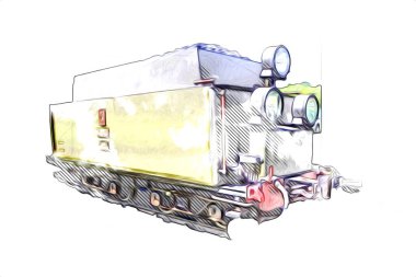 Eski buharlı lokomotif motoru antika