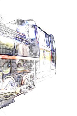 Eski buharlı lokomotif motoru antika