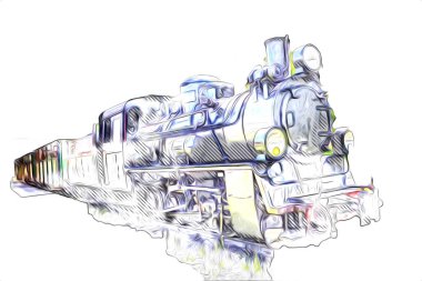 Eski buharlı lokomotif motoru antika