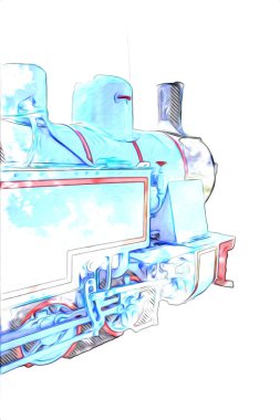 Eski buharlı lokomotif motoru antika