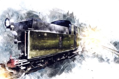 Eski buharlı lokomotif motoru antika