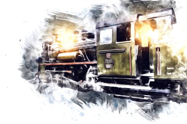 Eski buharlı lokomotif motoru antika