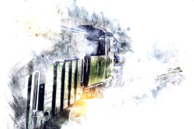 Eski buharlı lokomotif motoru antika