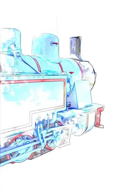 Eski buharlı lokomotif motoru antika