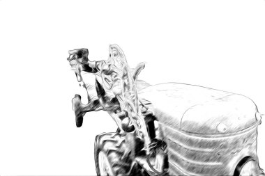 Tarımsal traktör illüstrasyon renk sanat antika komik