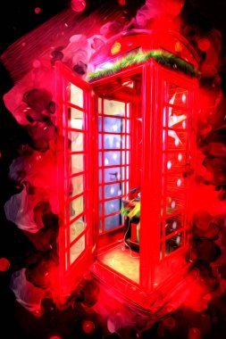 Londra 'da kırmızı telefon, klasik illüstrasyon