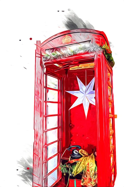 Teléfono Rojo Londres Ilustración Vintage —  Fotos de Stock