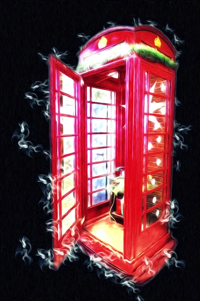 Piros Telefon Londonban Vintage Illusztráció — Stock Fotó