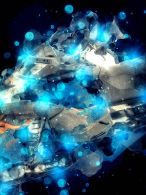 Dağlarda kar arabası sporu, illüstrasyon, sanat, vintage, çizim, skeç