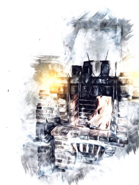 Şatafatlı iç tasarım oturma odası ve şömine güzel bir saray, iç mekan, eski, ortaçağ tarihi sanat illüstrasyonu antika eskiz.