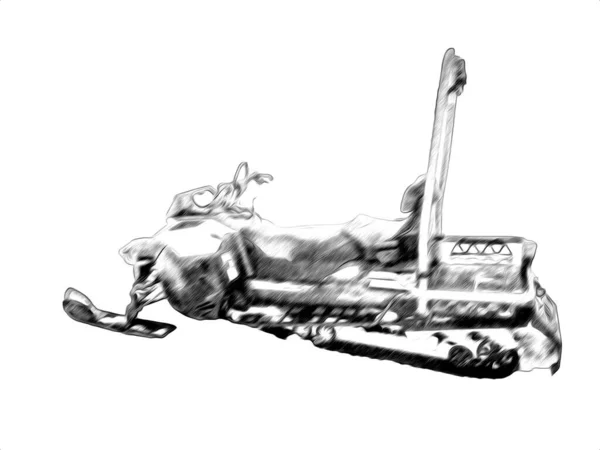 Спортивный Снегоход Горах Иллюстрация Искусство Винтаж Рисунок Скетч — стоковое фото