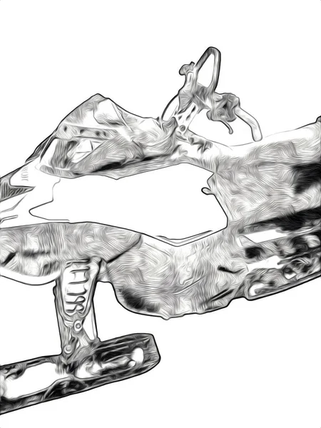 Αθλητισμός Snowmobile Στα Βουνά Εικονογράφηση Τέχνη Τρύγος Σχέδιο Σκίτσο — Φωτογραφία Αρχείου