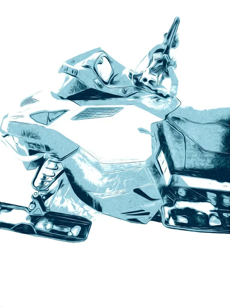 Deportes Moto Nieve Las Montañas Ilustración Arte Vendimia Dibujo Boceto —  Fotos de Stock
