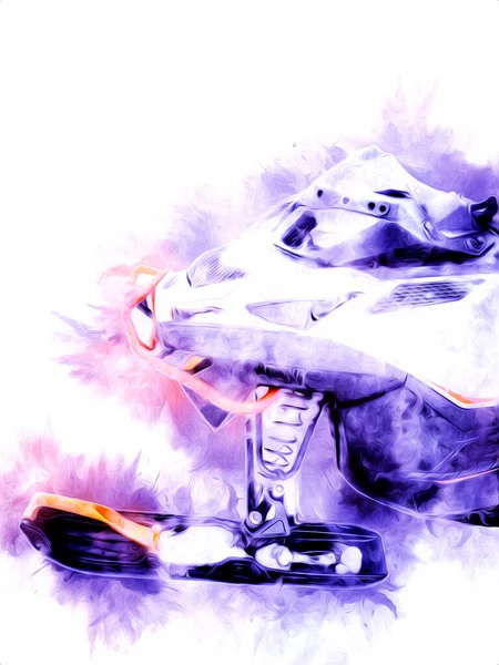 Deportes Moto Nieve Las Montañas Ilustración Arte Vendimia Dibujo Boceto —  Fotos de Stock
