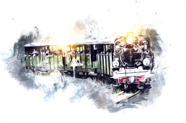 Eski buharlı lokomotif motoru antika