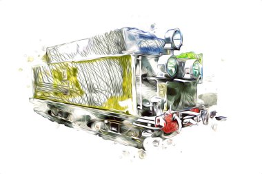 Eski buharlı lokomotif motoru antika