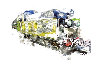 Eski buharlı lokomotif motoru antika