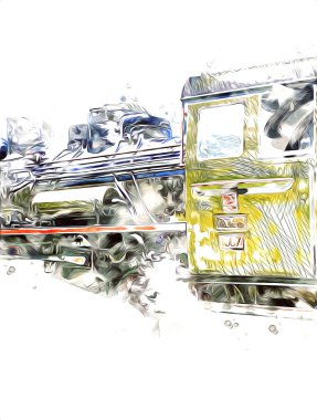 Eski buharlı lokomotif motoru antika