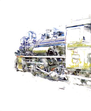 Eski buharlı lokomotif motoru antika