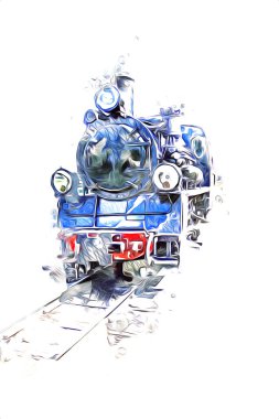 Eski buharlı lokomotif motoru antika