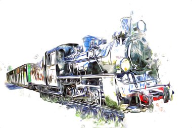 Eski buharlı lokomotif motoru antika