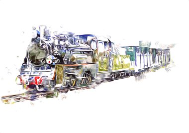 Eski buharlı lokomotif motoru antika