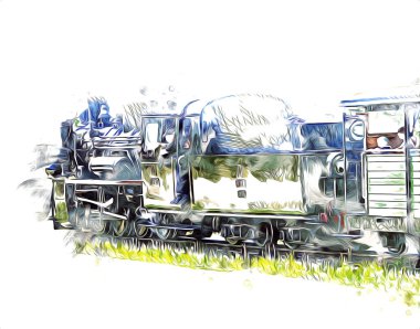 Eski buharlı lokomotif motoru antika