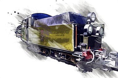 Eski buharlı lokomotif motoru antika