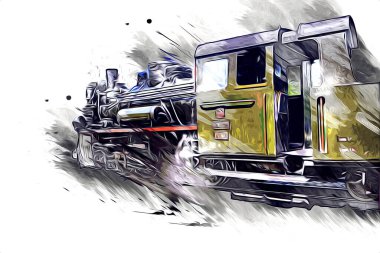 Eski buharlı lokomotif motoru antika