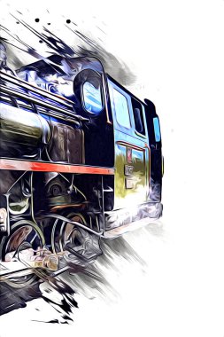 Eski buharlı lokomotif motoru antika